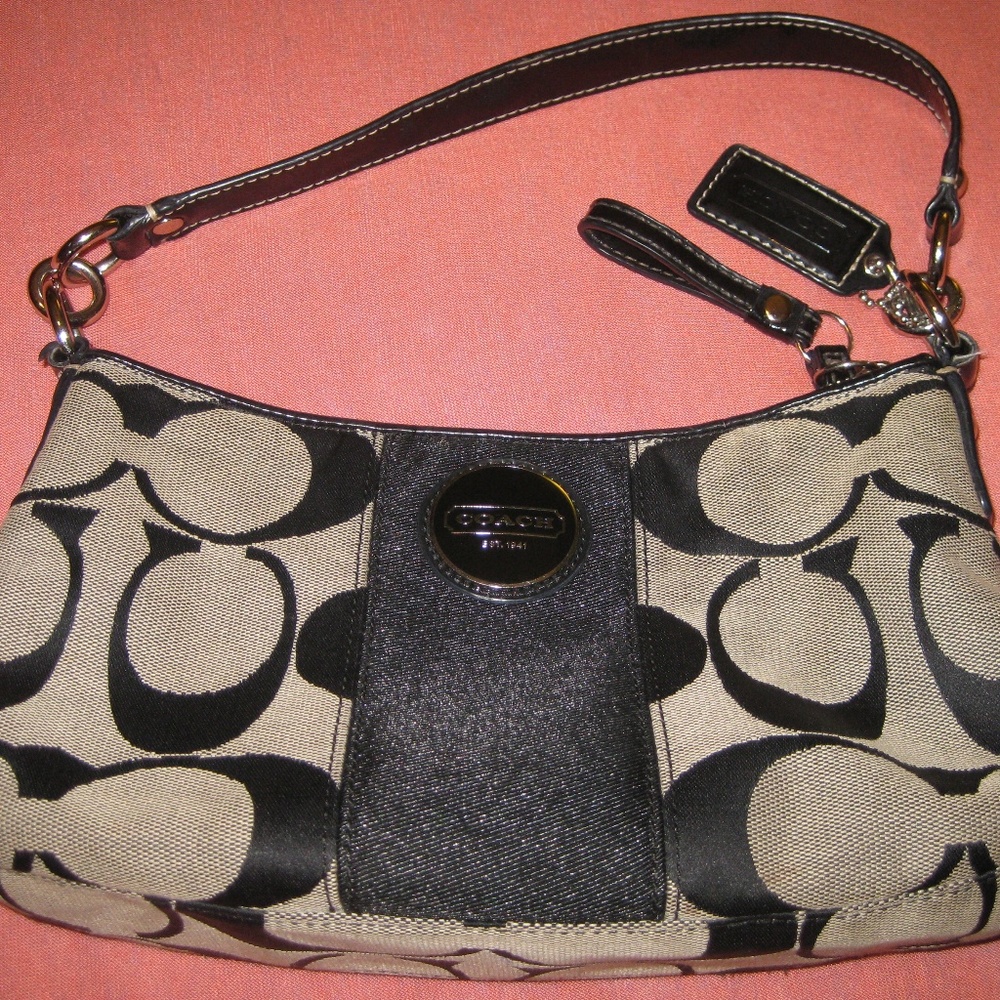 Black and Gray Coach Signature C Handbag